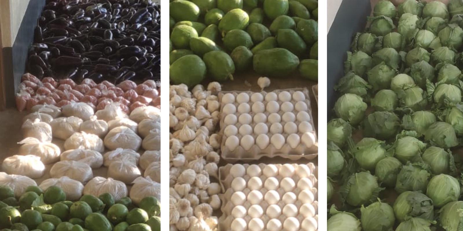 Vegetables being sorted at a maktab for distribution